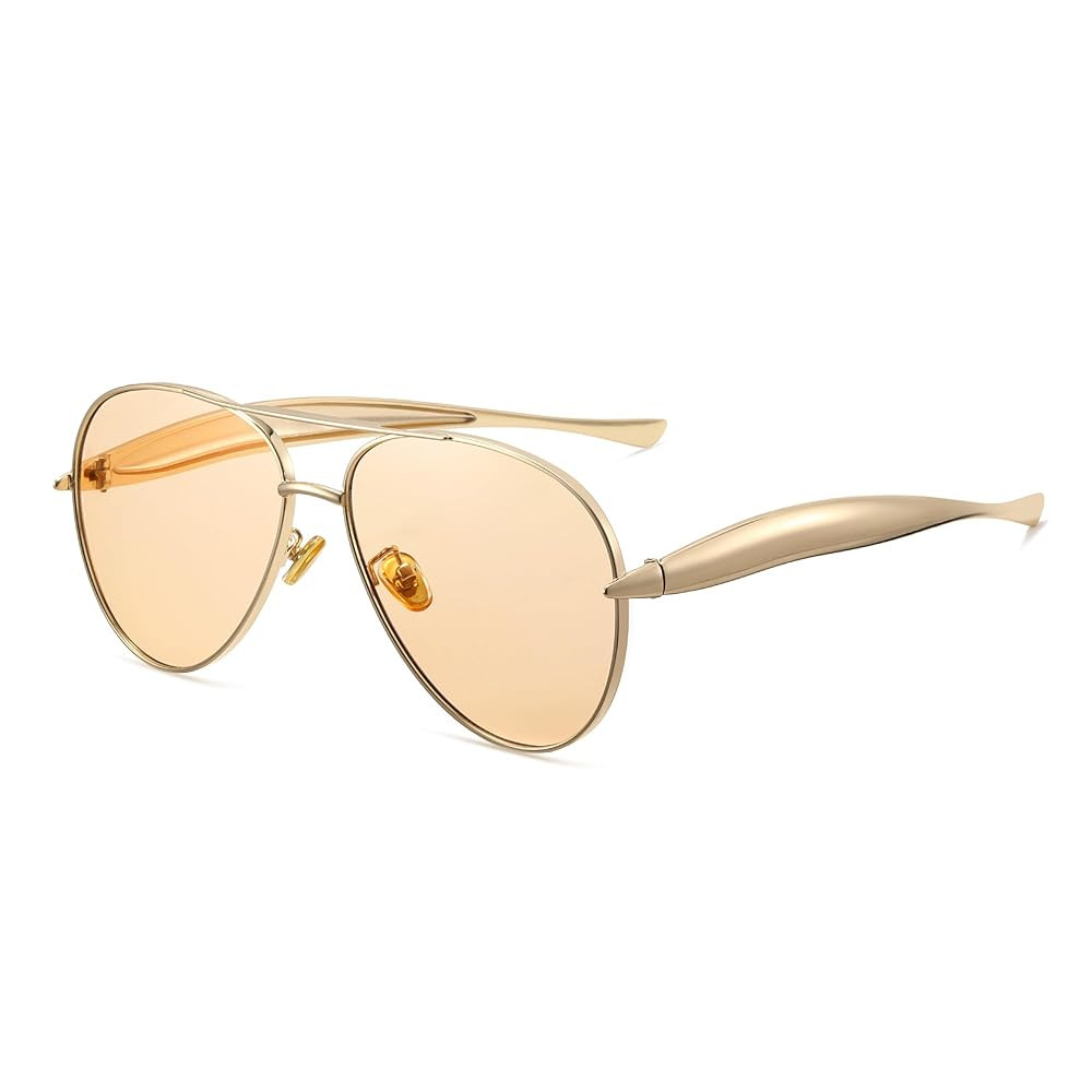 Oversized Gold Aviator Sunglasses for Women Men Retro 70s Metal Big Aviators Sun Glasses Womens T... | Amazon (US)