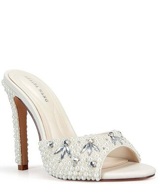 Azalea Wang SomethingNew Pearl Rhinestone Embellished Dress Slide Sandals | Dillard's | Dillard's