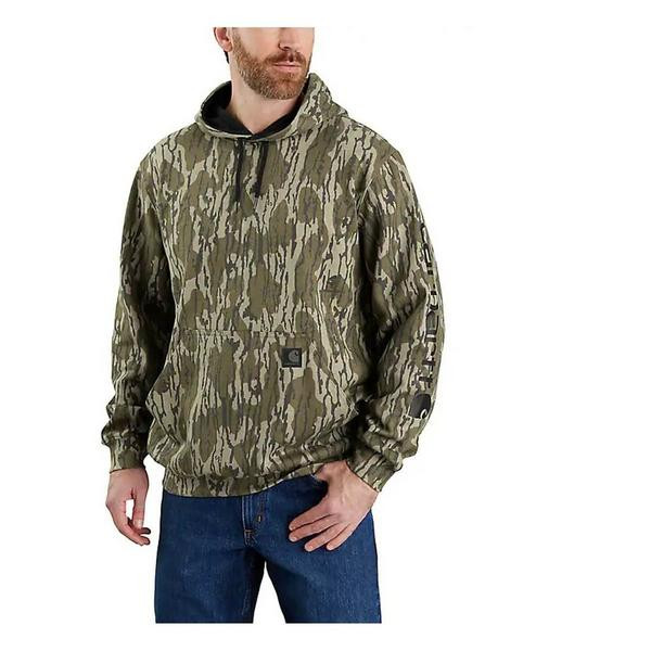Men's Carhartt Loose Fit Midweight Camo Logo Sleeve Graphic Work Hoodie Medium Mossy Oak Bottomland | Scheels Sports