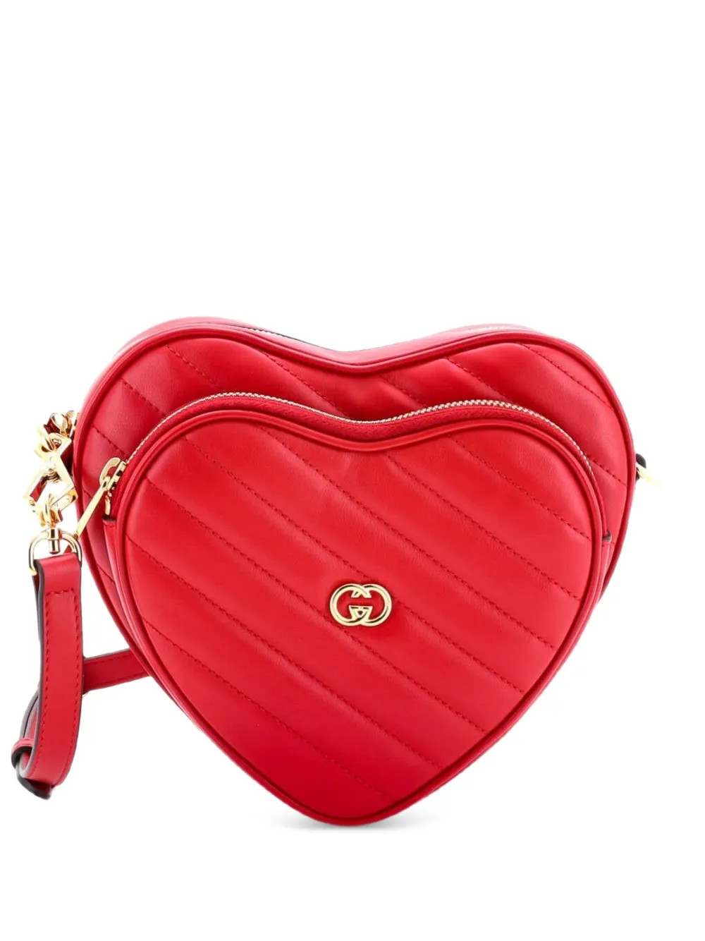 Gucci Pre-Owned Interlocking G Heart Diagonal Quilted Leather Mini Shoulder Bag | Rojo | FARFETCH | Farfetch Global
