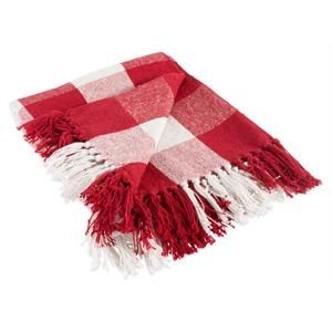 DII 60x50" Modern Cotton Buffalo Check Throw in Red and White | Homesquare