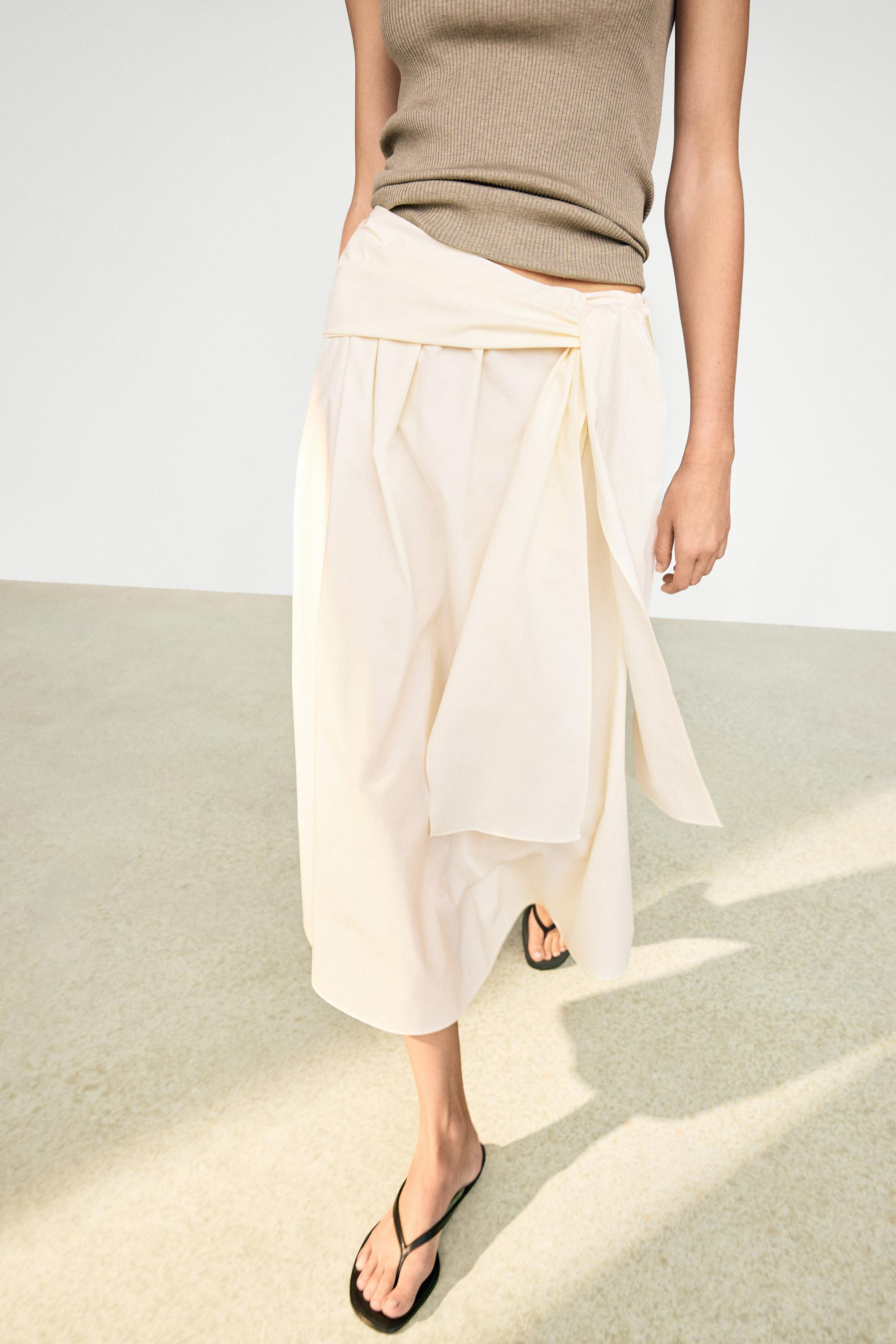 Flowing skirt with scarf detail | Massimo Dutti US