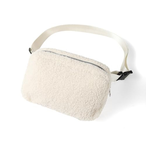 Sherpa Waist Fanny Pack with Adjustable Strap - Belt Bag Dupe - Fleece Lined Sherpa Bag (Balanced Beige) | Amazon (US)