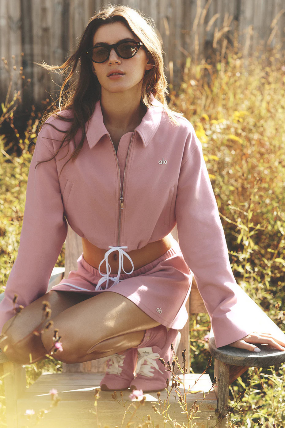 ALO | Cropped Fan Favorite Full Zip Jacket in Vintage Pink, Size: Large | Alo Yoga