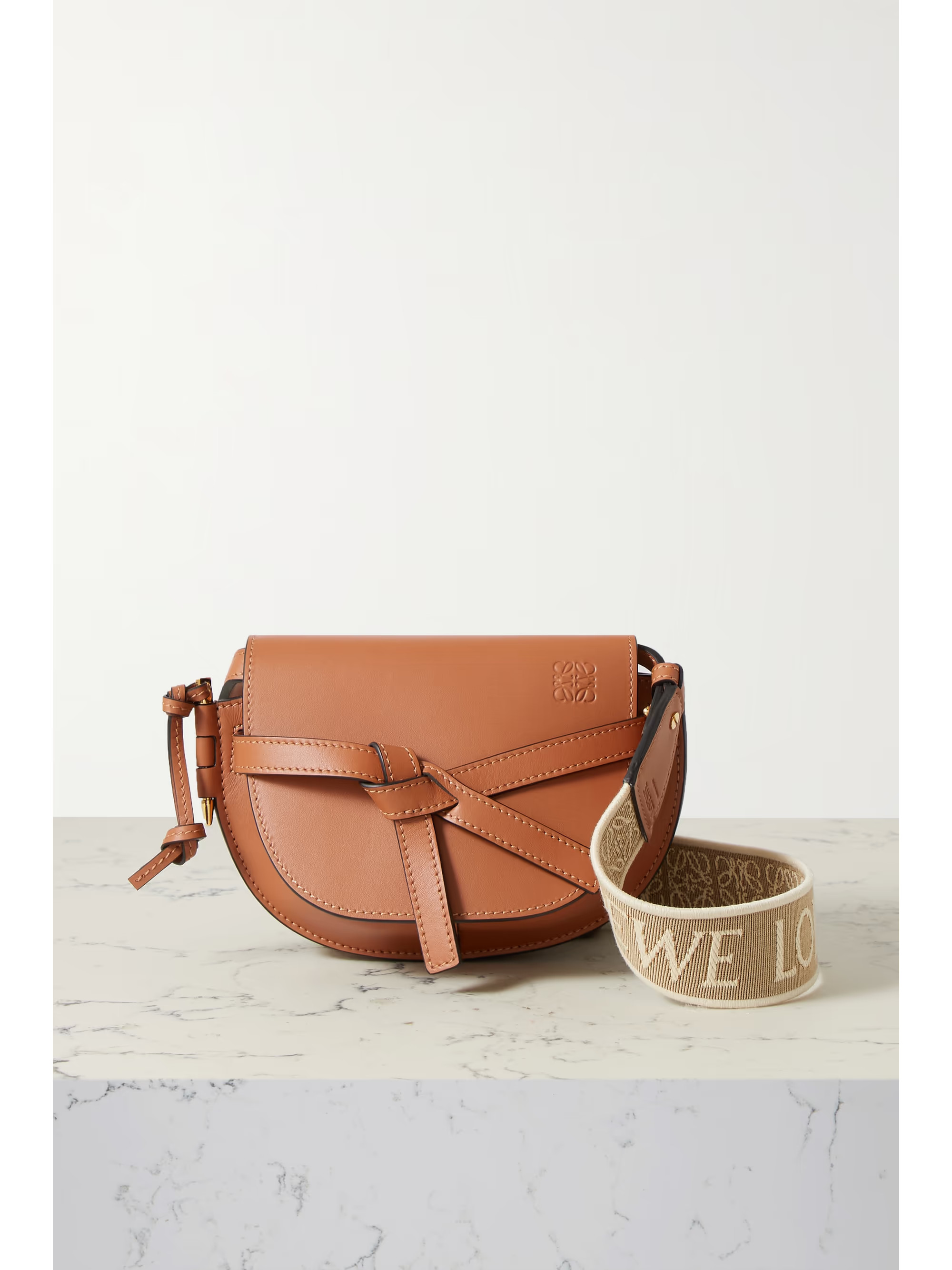 Gate mini canvas jacquard-trimmed leather shoulder bag | NET-A-PORTER (US)