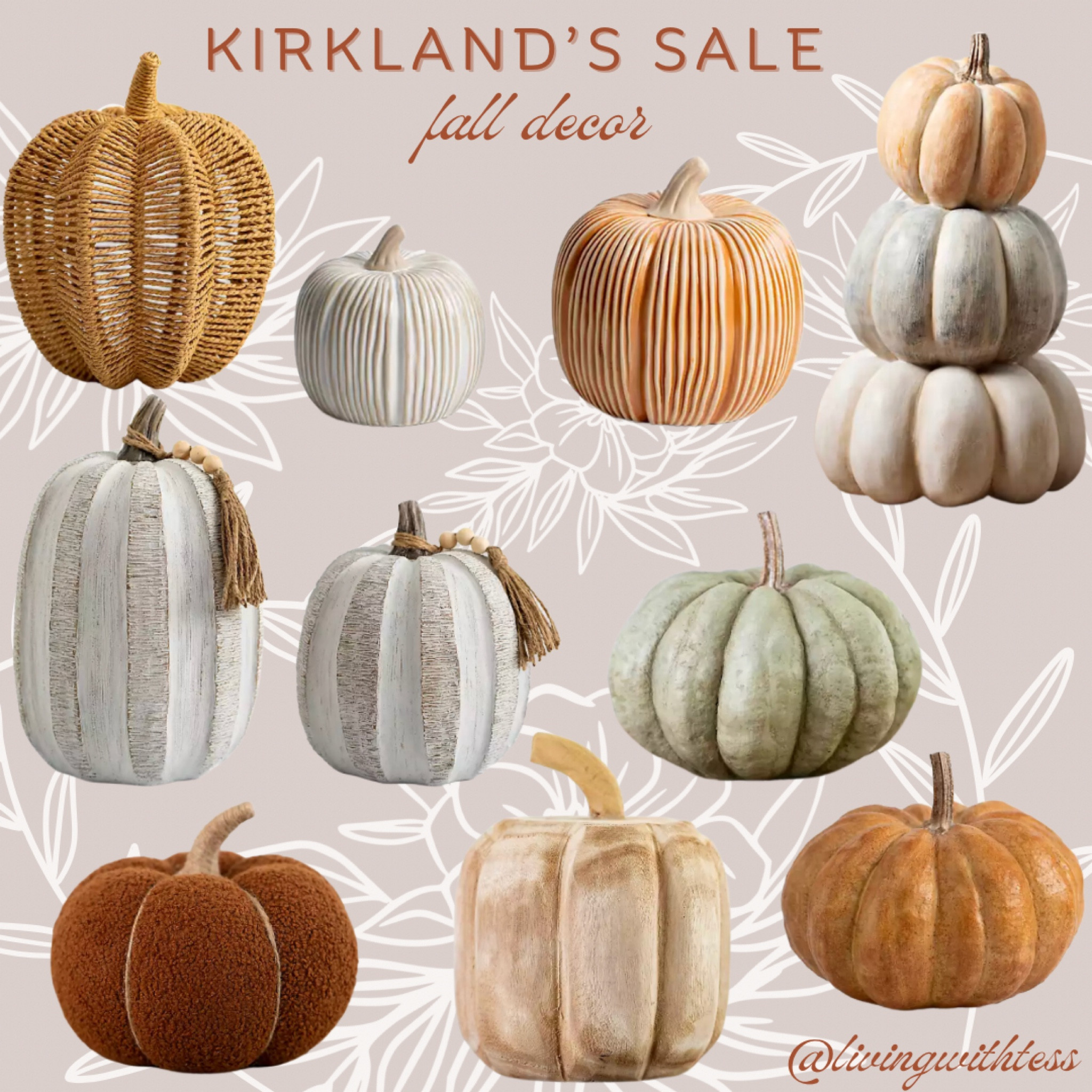 All of these pumpkins are on sale at Kirkland’s plus more fall decor! Perfect time to add to your collection. 🍁🍂🤍

#LTKHalloween #LTKsalealert #LTKSeasonal