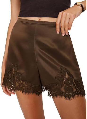 Satin Silk Shorts Women Y2K Low Rise Lace Trim Pajama Mini Micro Shorts Silky French Knickers Hal... | Amazon (US)