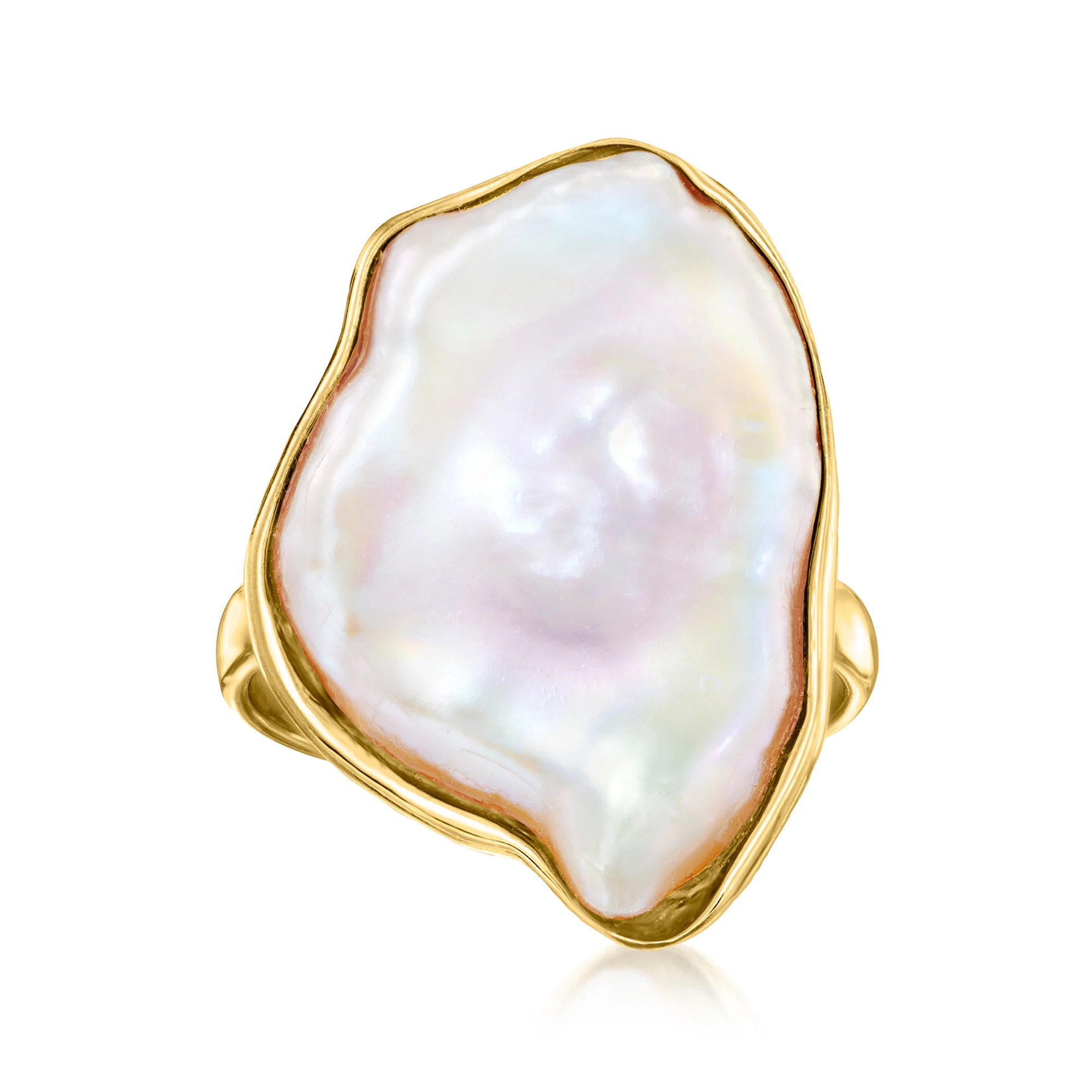 20-22mm Cultured Keshi Pearl Ring in 18kt Gold Over Sterling | Ross-Simons