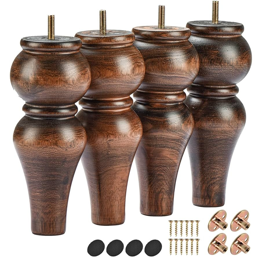 La Vane 8 inch / 20cm Wooden Furniture Legs, 4PCS Glaze Soild Wood Spindle Replacement Bun Feet w... | Amazon (US)