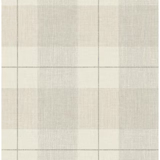 NextWall Neutral Lenox Hill Plaid Vinyl Peel and Stick Wallpaper Roll (30.75 sq. ft.) NW56906 - T... | The Home Depot