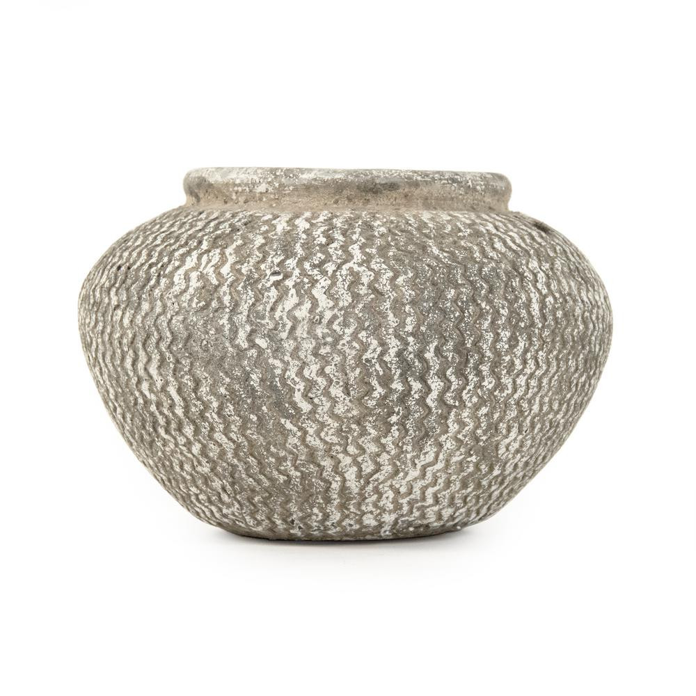 Cement Wavy Grey Large Decorative Vase | The Home Depot