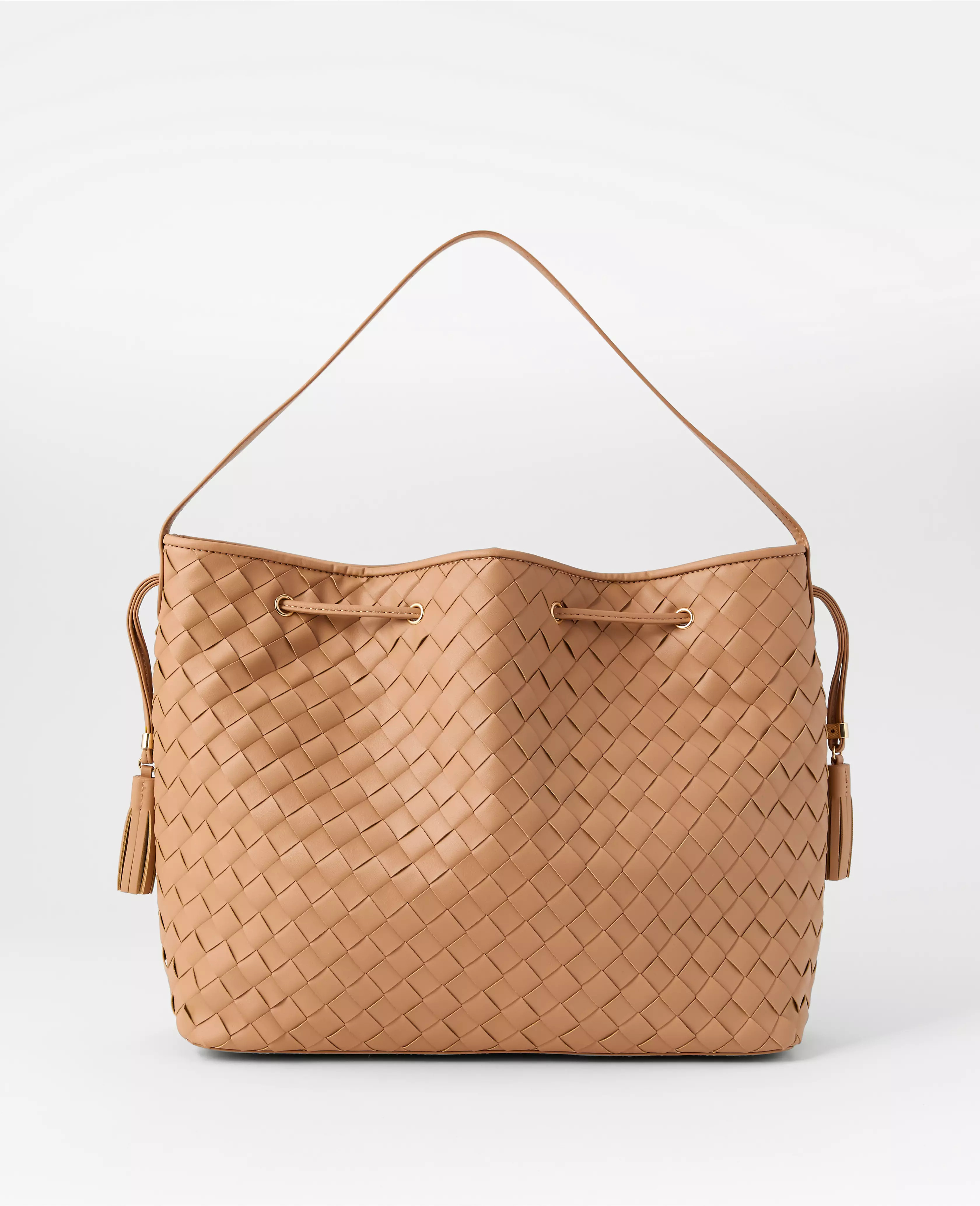 Cinched Tassel Woven Tote | Ann Taylor