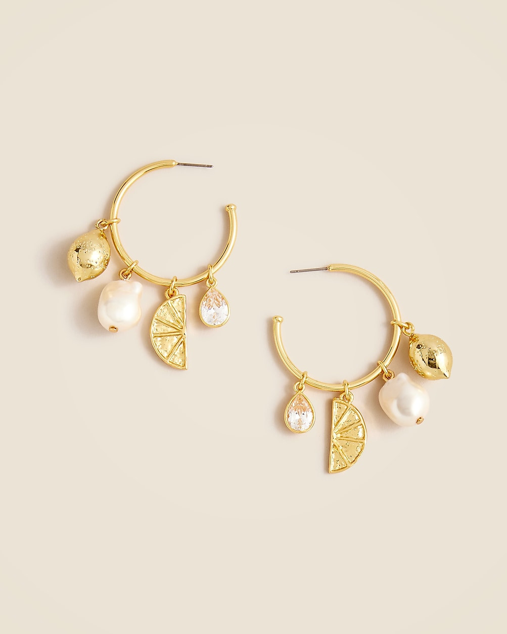 Nautical lemon charm hoop earrings | J. Crew US