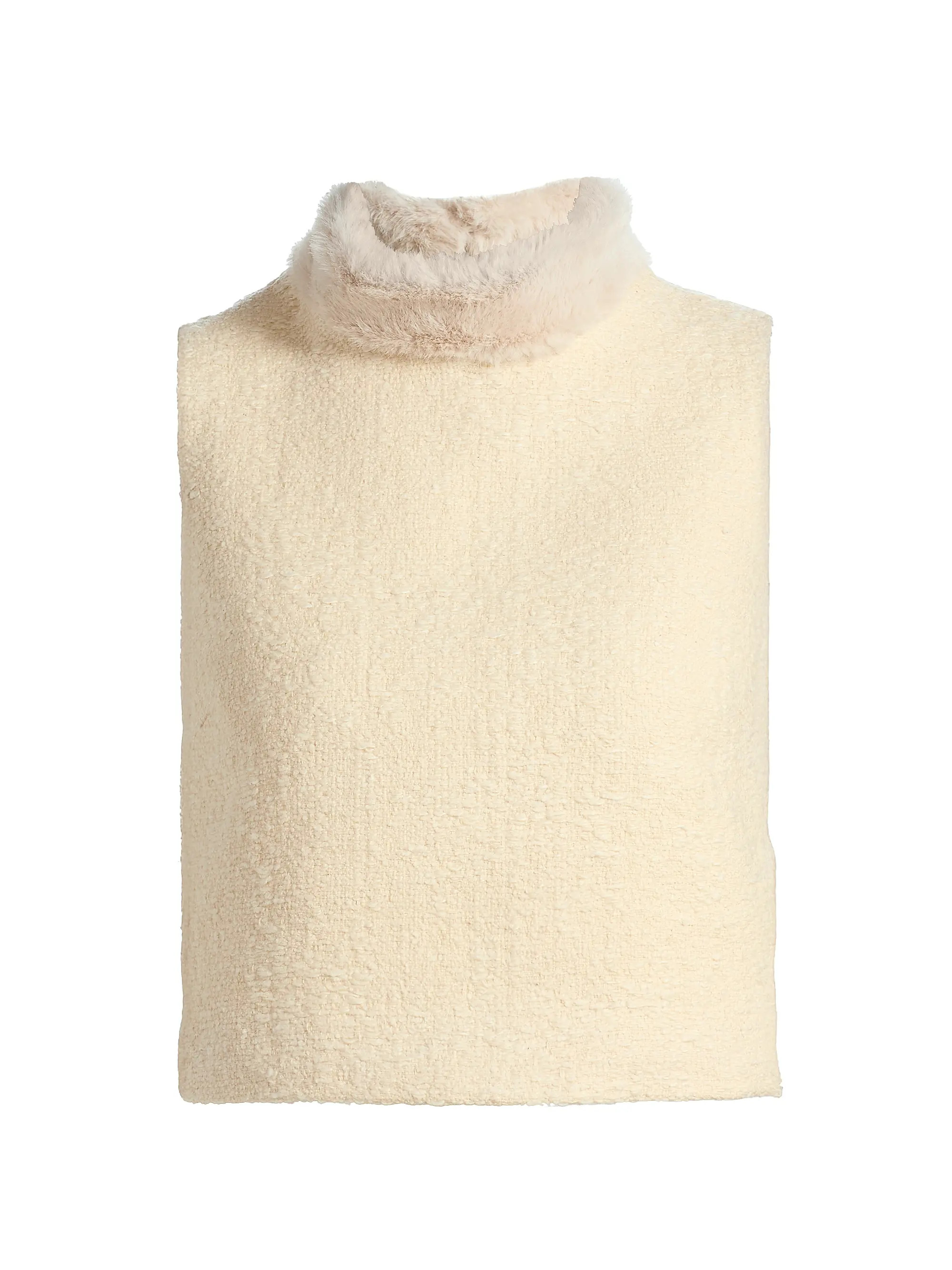 Gina Faux Fur-Collar Tweed Boucle Top | Saks Fifth Avenue