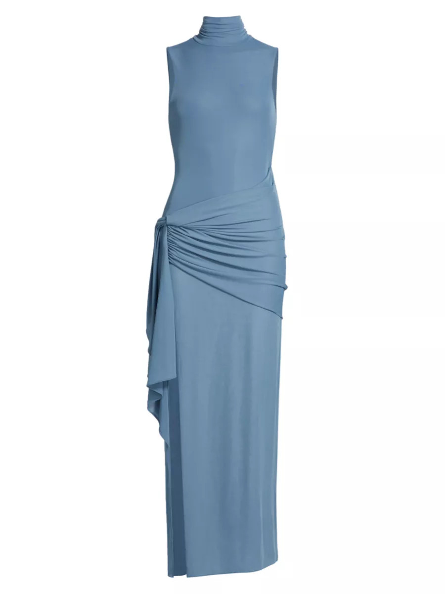 Crystal Jersey Draped Maxi Dress | Saks Fifth Avenue