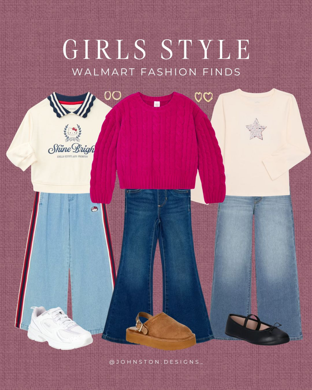 Winter fashion finds for girls! Affordable kids clothing, school style, sweater, Hello Kitty collab, jeans, trending style, tween girl style inspo.
 

 #LTKootd #LTKFindsUnder50 #LTKKids