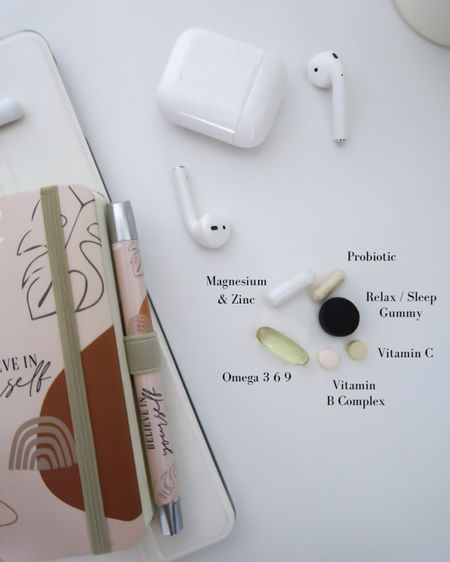 Apple AirPods, notebook and pen set, Daily Vitamins - I’ve been taking daily vitamins for the last 10 years, I change them up every now and again, depending on what my body and mind requires. At the moment I currently take Magnesium & Zinc, Omega 3-6-9, Vitamin B Complex, Vitamin C, a probiotic (look for ones that contain multiple live strains - specifically one that contains Lactobacillus acidophilus & Bifidobacterium) and a relaxation / sleep gummy (look for ones that contain L-Theanine & Vitamin B6) 

#LTKeurope