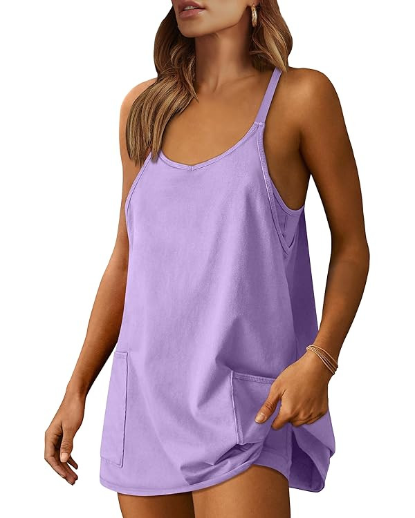 ANRABESS Women Athletic Dress Summer Tennis Workout Active Sports Mini Romper Dress Built in Shor... | Amazon (US)