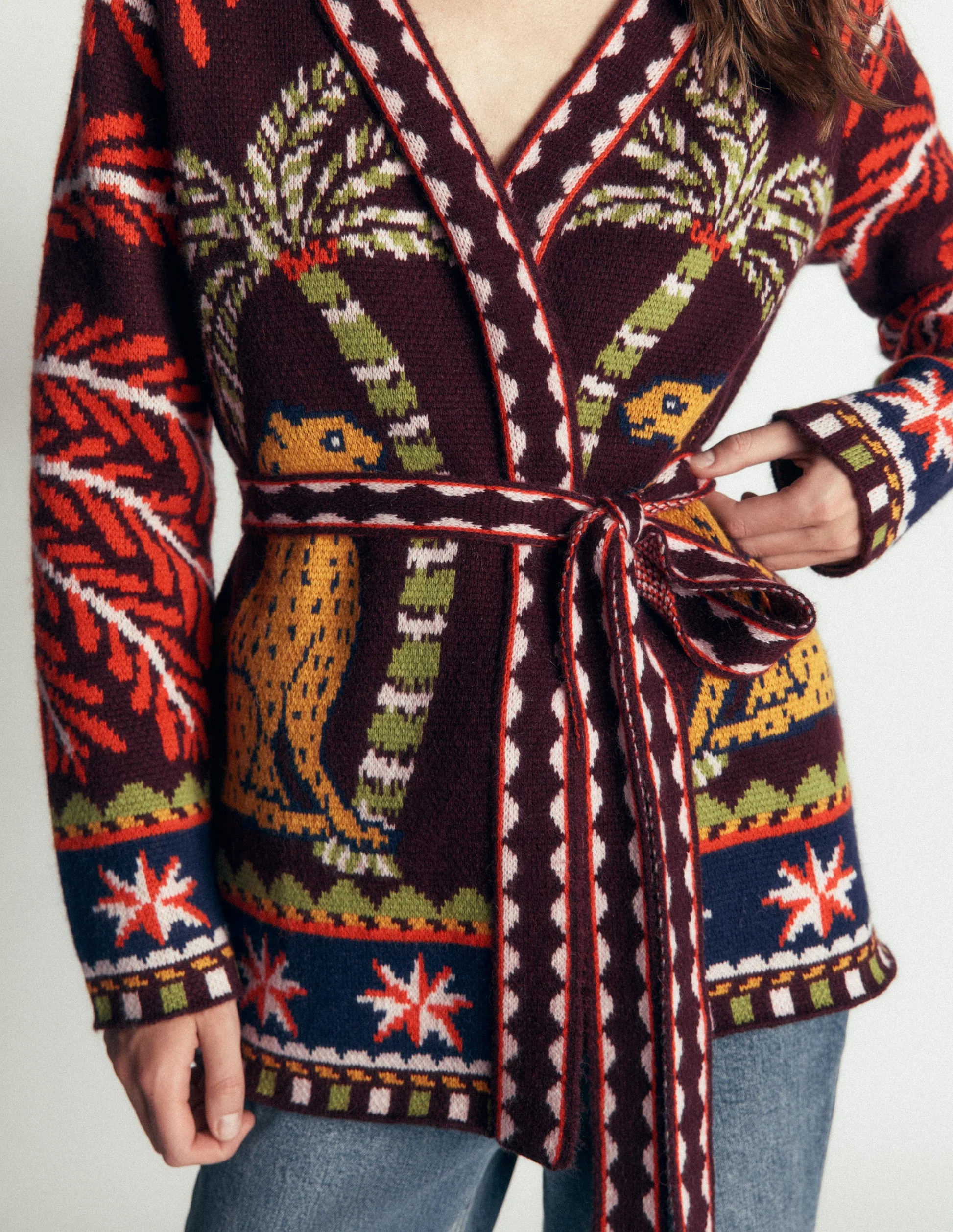 Belted Wrap Knitted Cardigan-Winetasting | Boden (US)