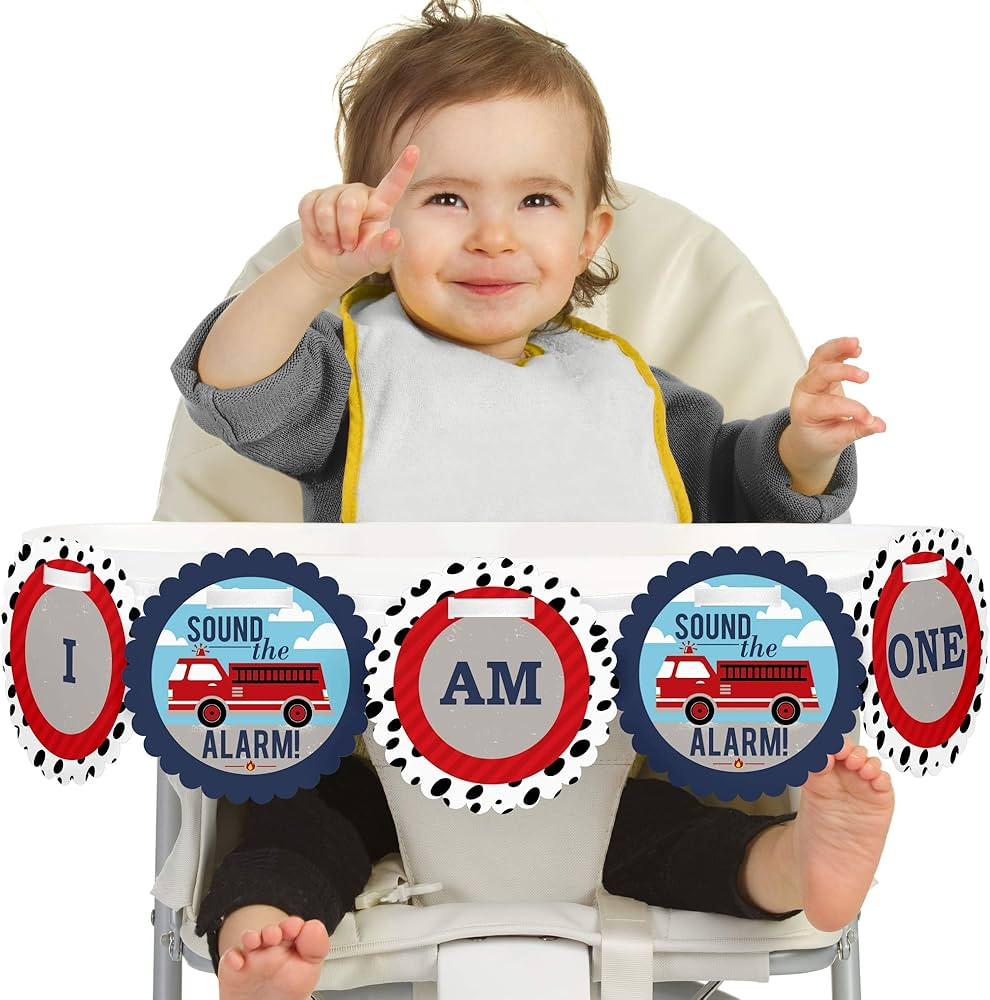 Big Dot of Happiness Fired Up Fire Truck 1rst Birthday Highchair Decor - I Am One - First Birthda... | Amazon (US)
