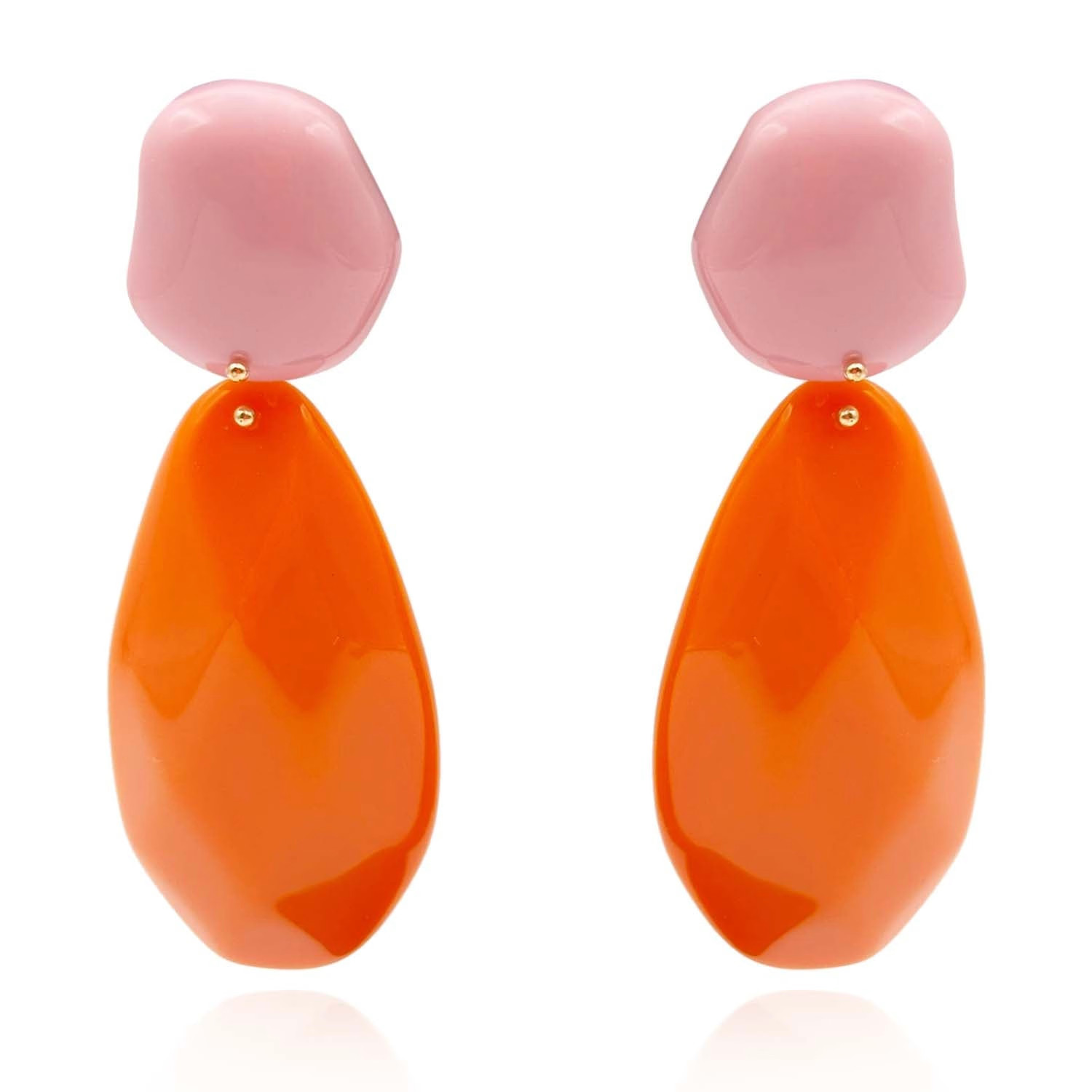 Pink And Orange Pebble Resin Earrings | Wolf & Badger