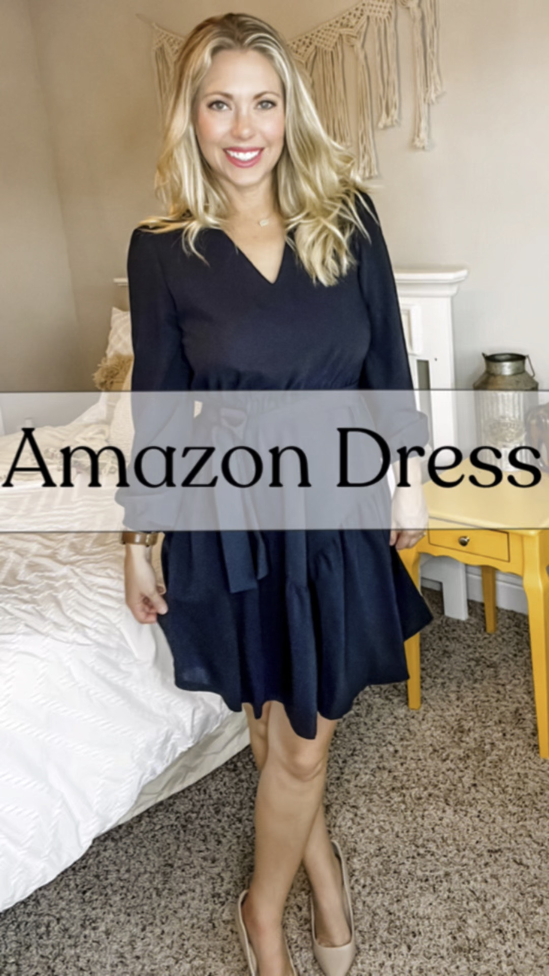Amazon Black Dress + Nude pumps. Very lightweight & airy. Featuring lantern sleeves, belted waist, and flare hem. #blackdress #blackoutfit 

#LTKshoecrush #LTKFind #LTKstyletip