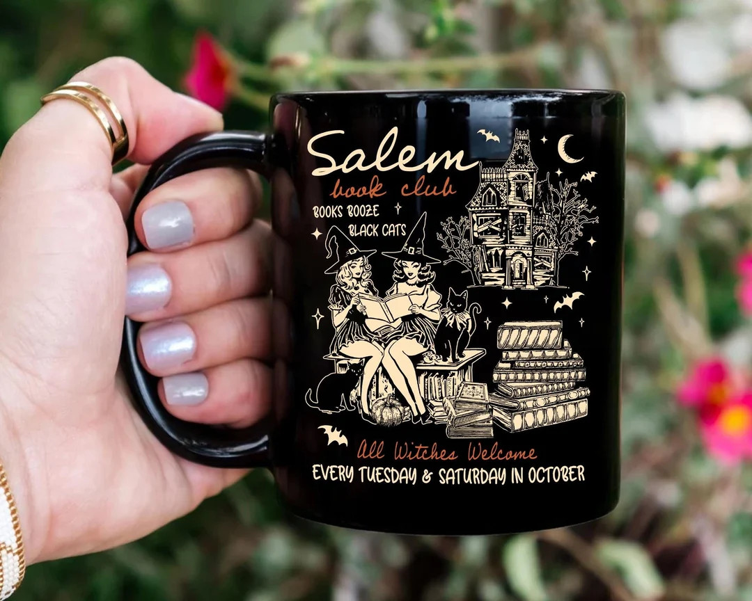 Salem Book Club Coffee Mug, Witchy Book Club Mug, Book Club Gift, Halloween Mug, Fall Mug, Spooky... | Etsy (US)