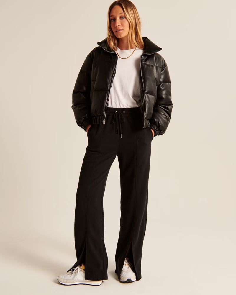 Women's Split-Hem Wide Leg Sweatpants | Women's Bottoms | Abercrombie.com | Abercrombie & Fitch (US)