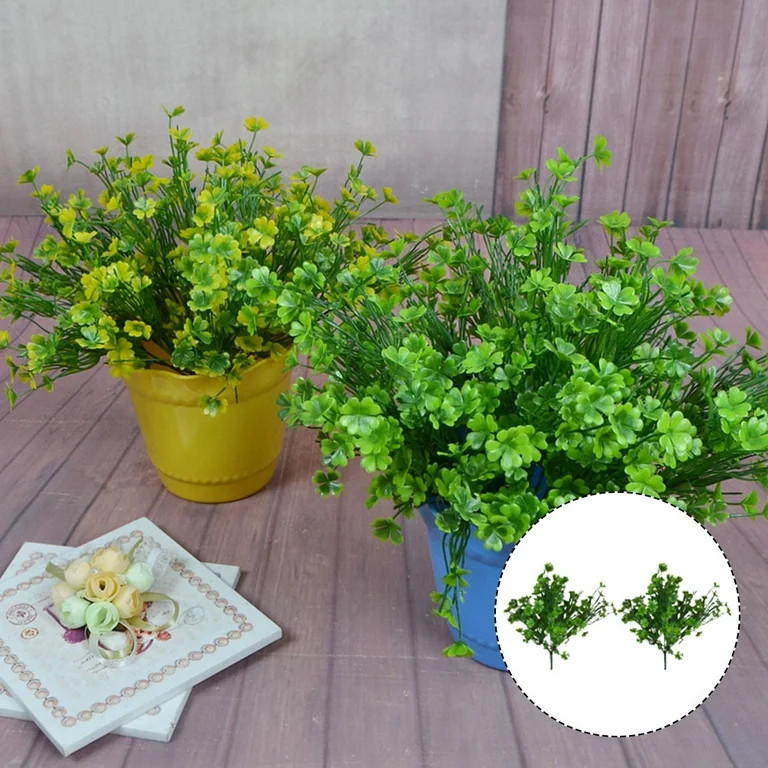 Supvox 2Pcs Faux Four Leaf Plant Green Simulated Decorations for St Patrick's Day Party | Walmart (US)