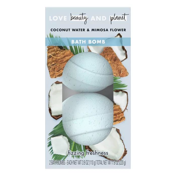 Love Beauty & Planet Coconut Water & Mimosa Flower Fizzing Freshness Bath Bombs - 3.9oz/2ct | Target