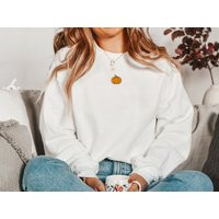 Pumpkin Sweatshirt Embroidered, Halloween Fall Crewneck, Shirt, Shirt Women | Etsy (US)