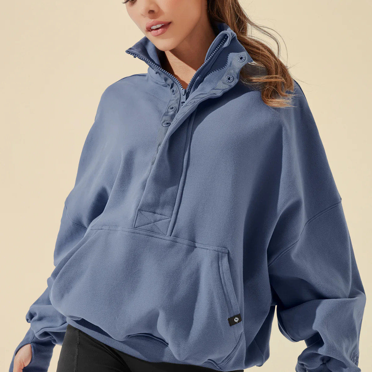 Ooey Gooey Half Zip Sweater - Blue Dusk | POPFLEX
