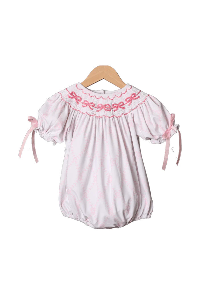 Smocked Classic Bow Floral Trellis Bubble | The Smocked Flamingo