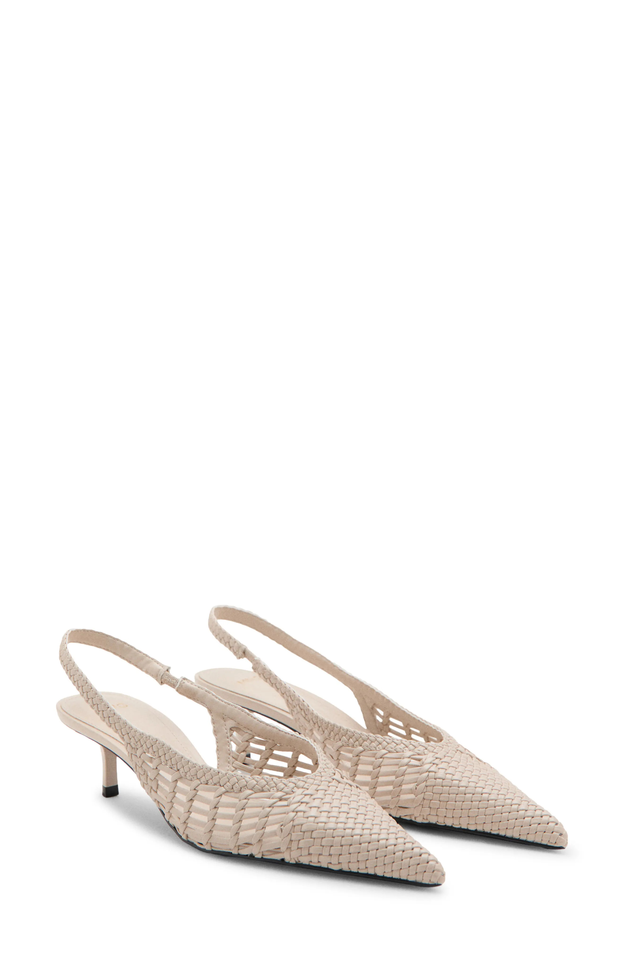Woven Pointed Toe Slingback Kitten Heel Pump (Women) | Nordstrom | Nordstrom