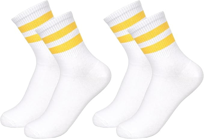 2 Pairs Striped Crew Socks for Women Vintage Style Breathable Ankle Socks for Women Fits US Women... | Amazon (US)