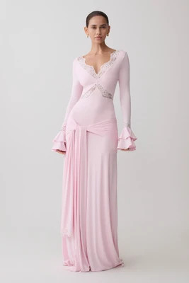 Electra Slinky Lace Maxi Dress / Ballet Pink | MESHKI | XXL | MESHKI US