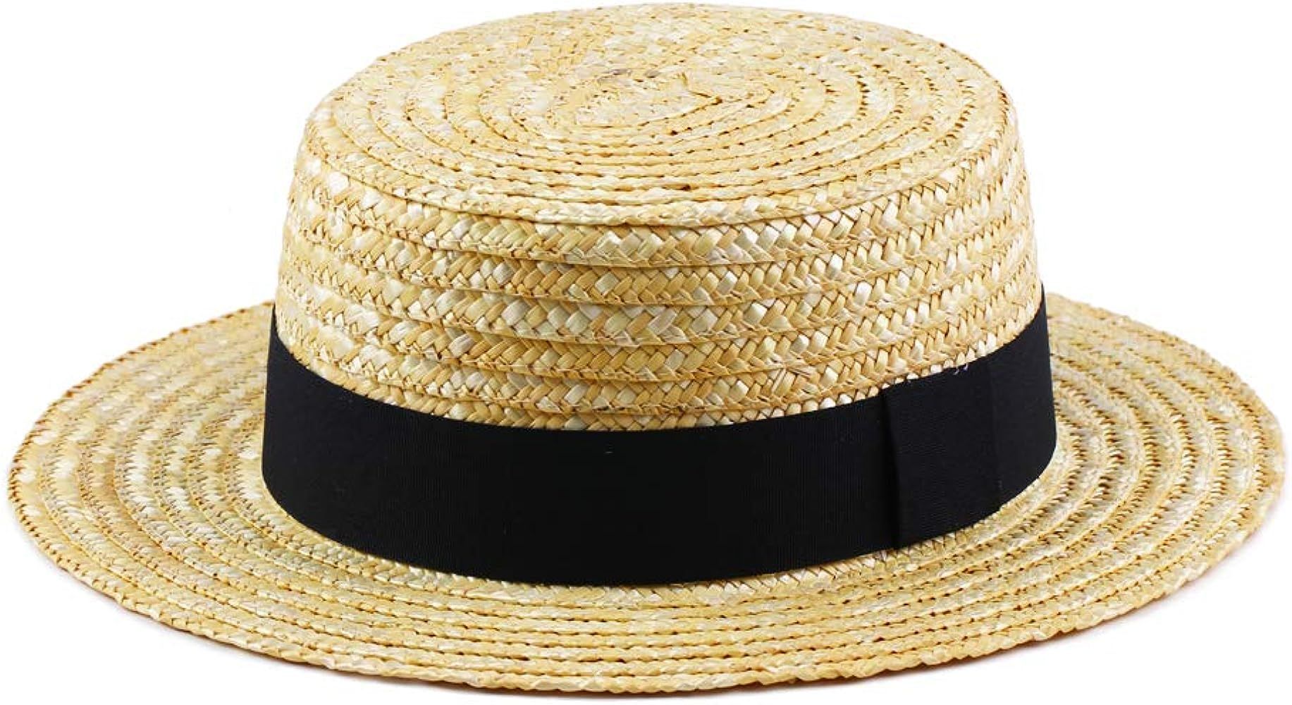 Boater Hats for Men Women Straw Skimmer Hat Wide Brim 1920s Roaring 20's Halloween Christmas Costume | Amazon (US)