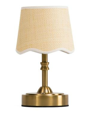 10in Scalloped Fabric Shade Rechargeable Lamp | TJ Maxx