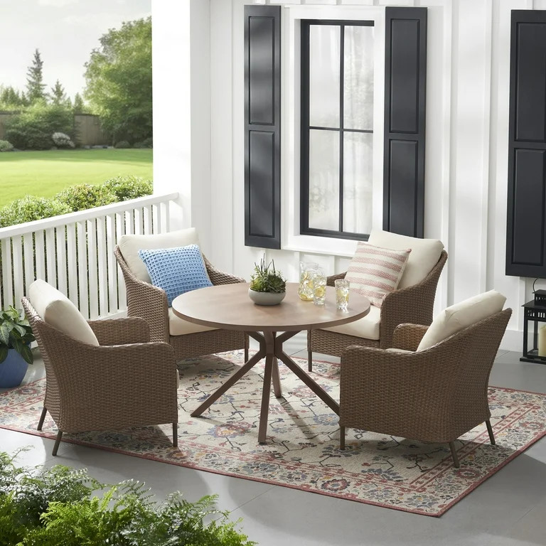 Mainstays Chelsea 5-Piece Outdoor Dining Set with Stationary Chairs | Walmart (US)