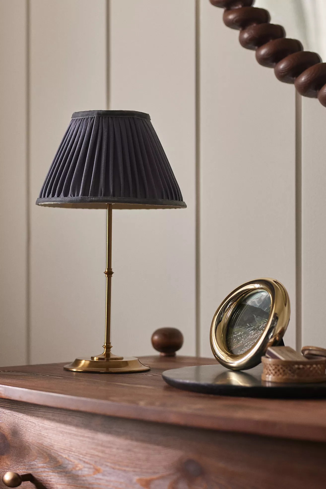 Pooky Reed Cordless Portable Metal Ruched Shade Table Lamp | Anthropologie (US)