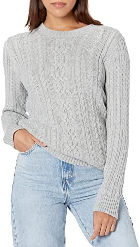 Amazon Essentials womens Fisherman Cable Crewneck Sweater | Amazon (US)