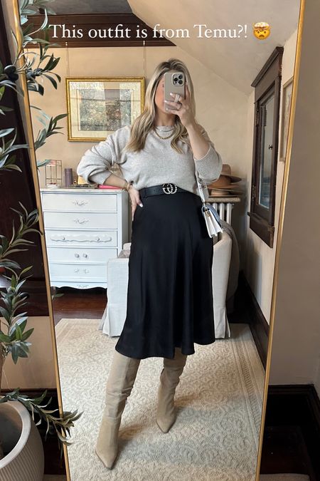 This Temu outfit is killer! Such good quality (like amazon) for a great price! Size M in the sweater and size L in the skirt for the bump 


#LTKbump