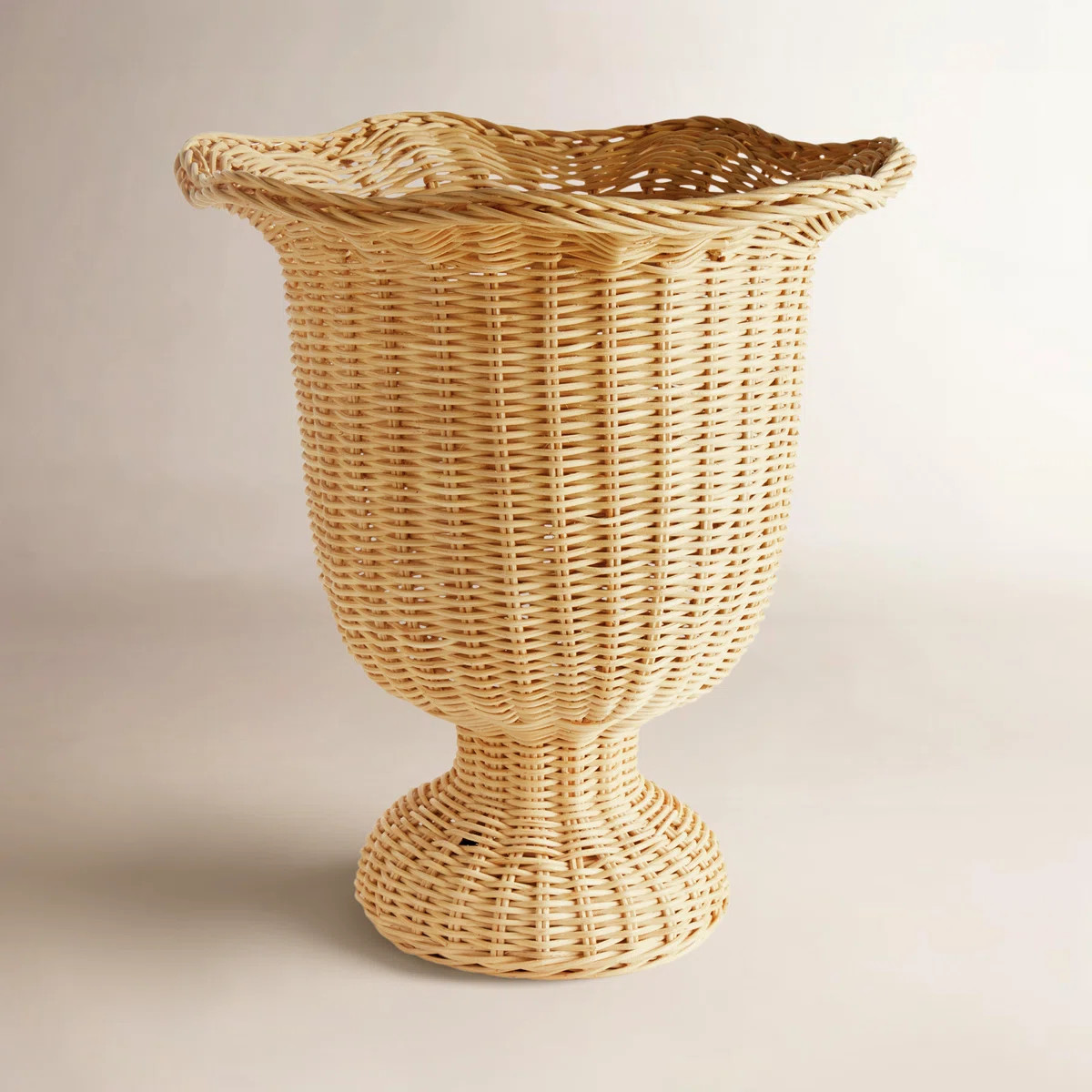 MYRA RATTAN SCALLOPED EDGE FOOTED URN | Birch Lane