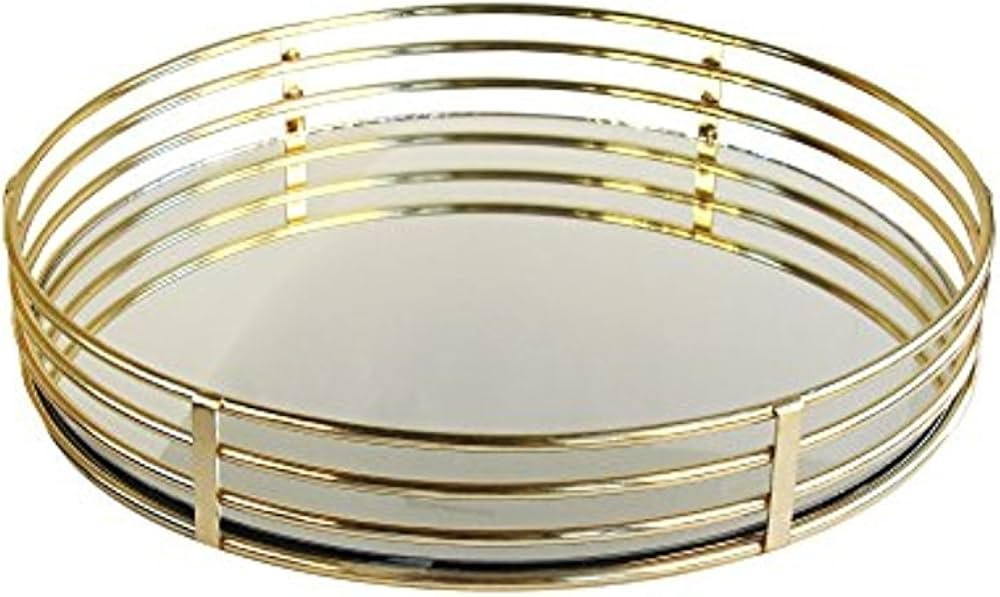 American Atelier Circle Glass Tray-Gold, Gold | Amazon (US)