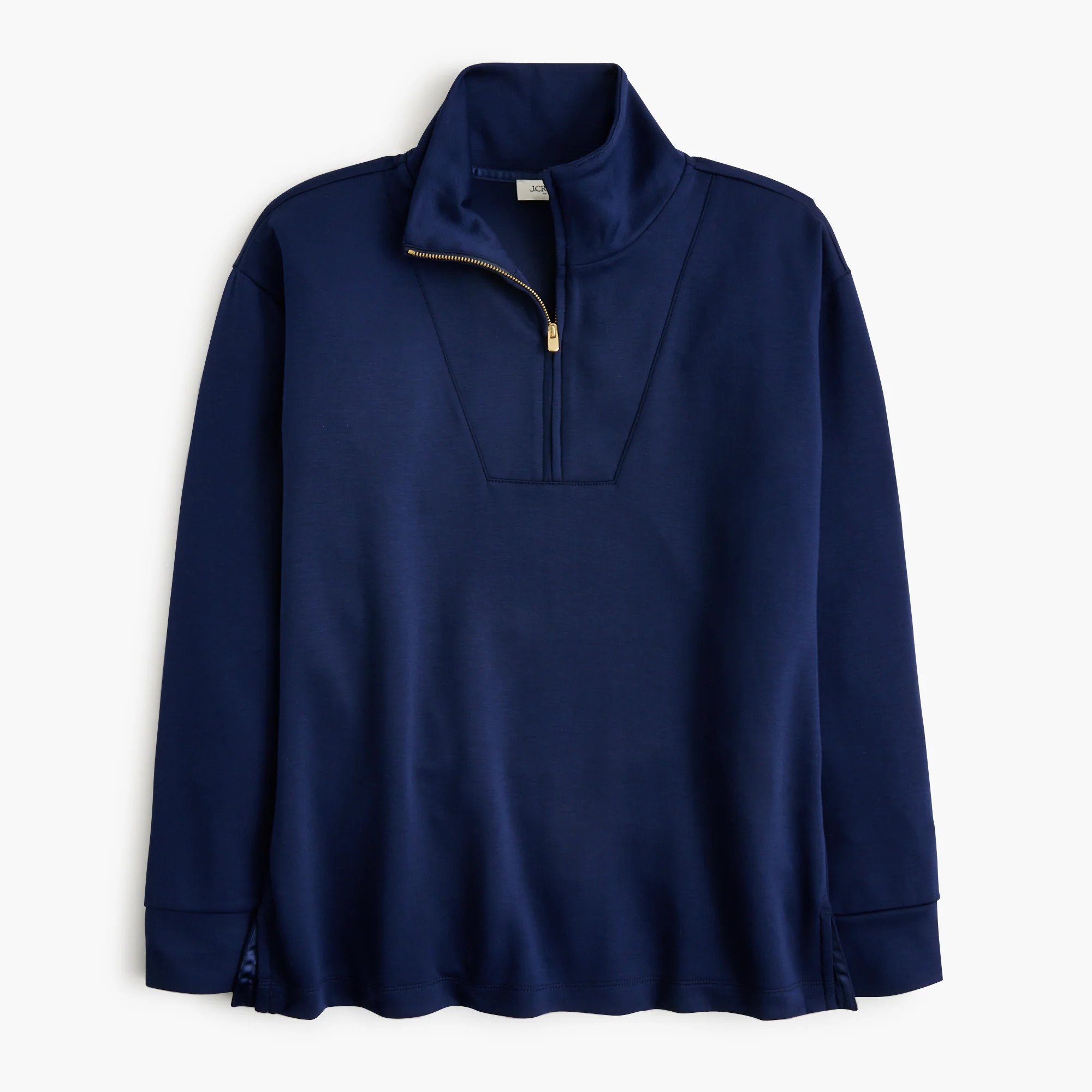 Luxe interlocked quarter-zip tunic sweatshirt | J.Crew Factory