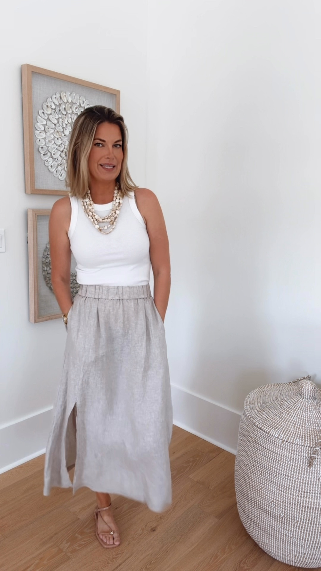 An alternative to shorts - this linen maxi skirt. Elastic waist with pockets. I am in size small in the skirt and tank.  

#LTKmomlife #LTKgrwm #LTKootd