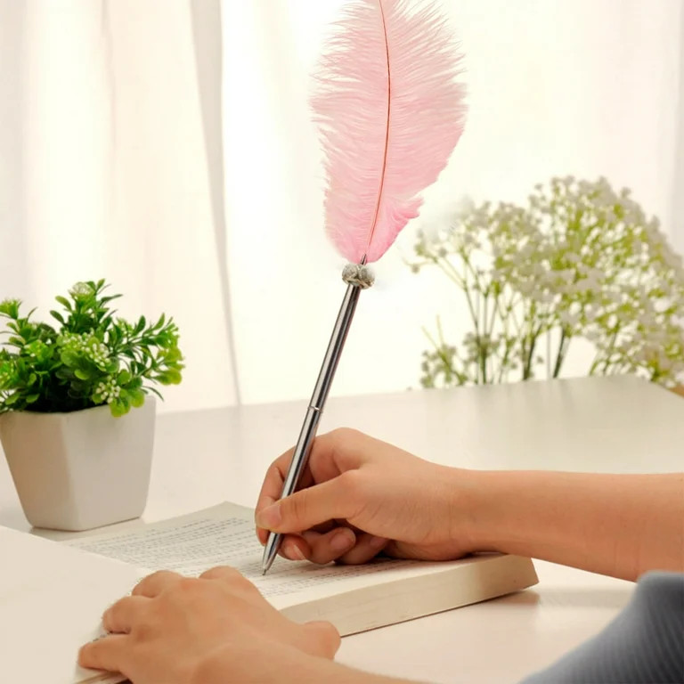 Yaoyar Feather Ballpoint Pen Ink Quill Ballpoint Pen Vintage Feather Pen Wedding Signature Pen fo... | Walmart (US)