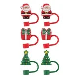 Cook With Color 6-Piece Silicone Holiday Straw Toppers – Santa, Present & Christmas Tree Design... | Walmart (US)