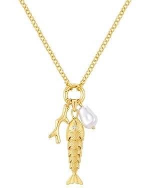 Fish Necklace for Women Gold Plated Fish Pendant Adjustable Necklace Bohemian Beach Jewelry | Amazon (US)