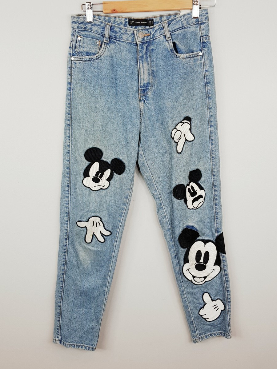 ZARA Womens Size 6 or US 2 Blue Mickey Mouse Patches Jeans  | eBay | eBay US